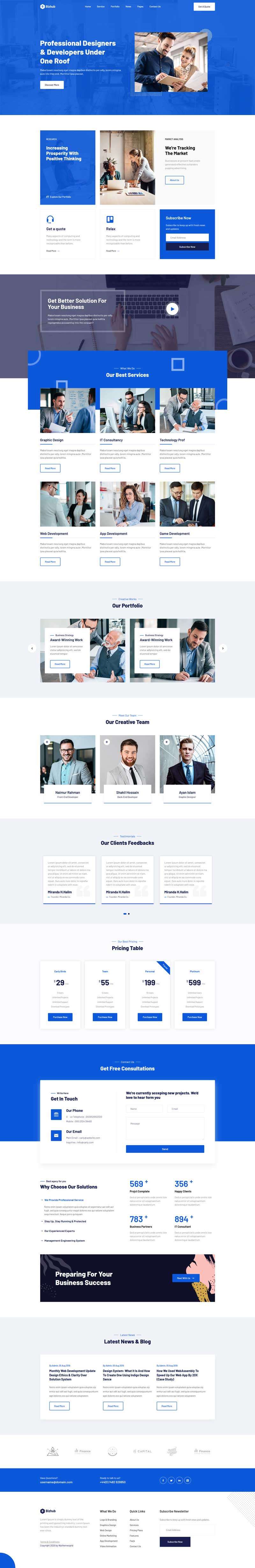 蓝色的商务咨询业务网站HTML模板